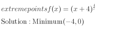 The extreme points of f(x)=(x+4)^{4/7} are Minimum(-4,0)